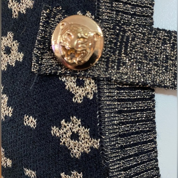 LARA Black and Gold Sheath Mini Dress with Puff Sleeves - Picture 6 of 16